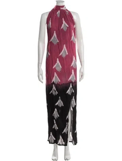 Pre-owned Busayo Printed Long Dress In Pink