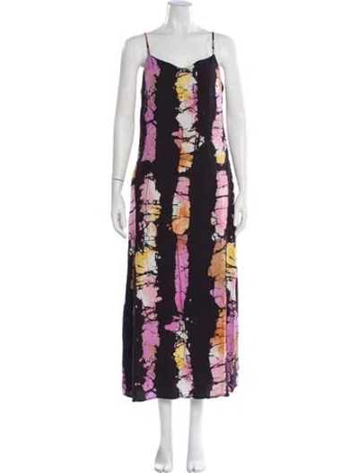 Pre-owned Busayo Printed Long Dress In Purple