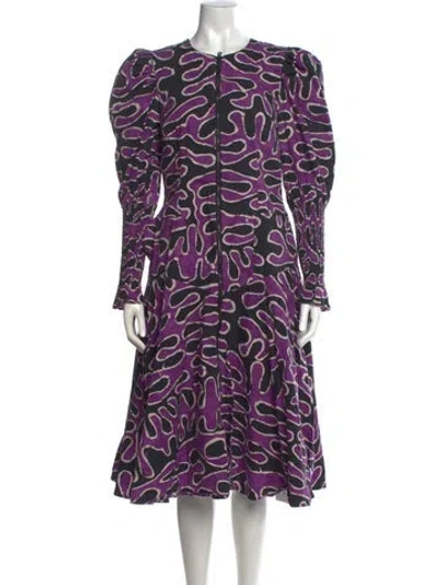 Pre-owned Busayo Printed Long Dress In Purple