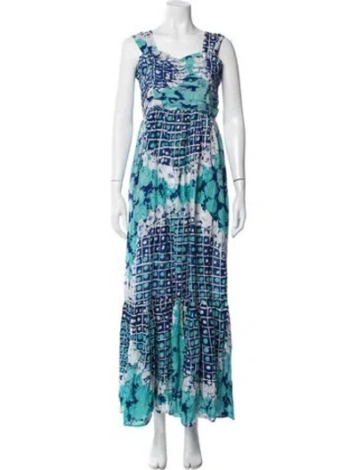 Pre-owned Busayo Printed Long Dress W/ Tags In Blue