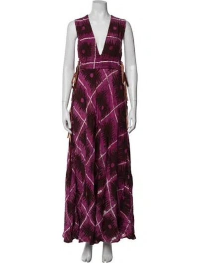 Pre-owned Busayo Printed Long Dress W/ Tags In Red