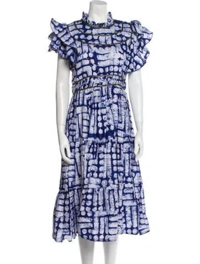 Pre-owned Busayo Printed Midi Length Dress