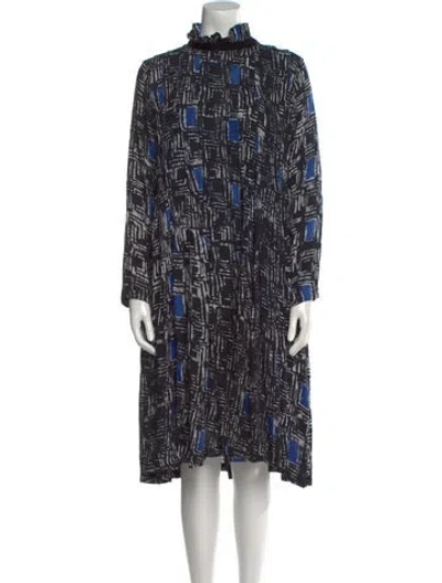 Pre-owned Busayo Printed Midi Length Dress In Black