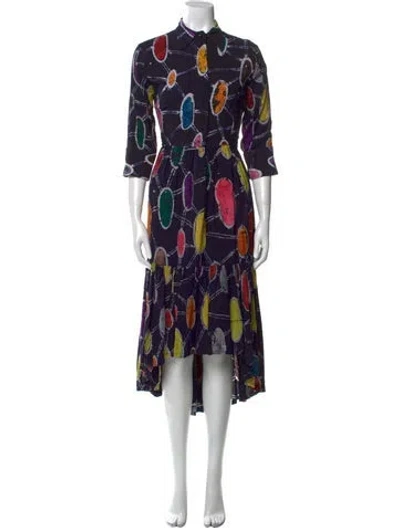 Pre-owned Busayo Printed Midi Length Dress In Blue