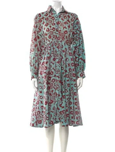 Pre-owned Busayo Printed Midi Length Dress In Multi