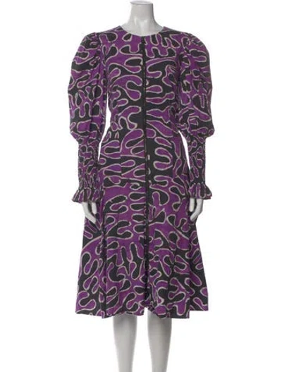 Pre-owned Busayo Printed Midi Length Dress In Purple