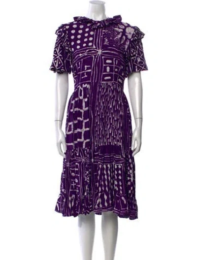 Pre-owned Busayo Printed Midi Length Dress In Purple