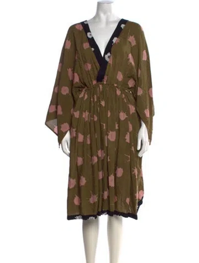 Pre-owned Busayo Printed Midi Length Dress W/ Tags In Green
