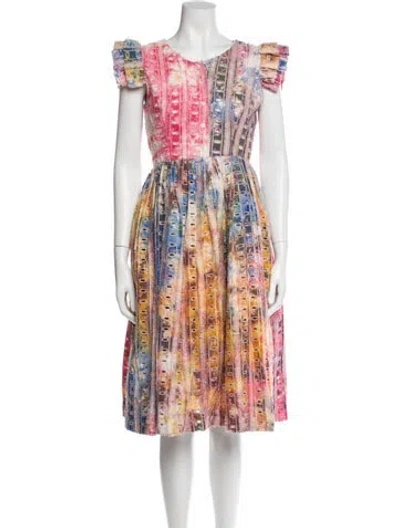 Pre-owned Busayo Printed Midi Length Dress W/ Tags In Pink