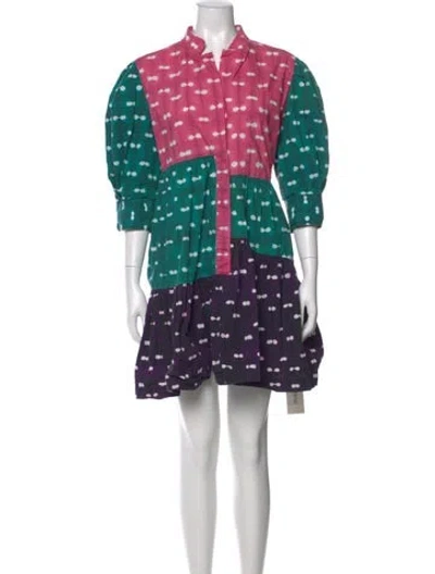 Pre-owned Busayo Printed Mini Dress In Green