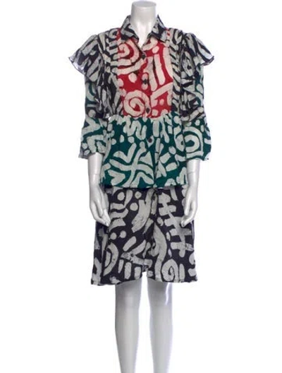 Pre-owned Busayo Printed Mini Dress In White