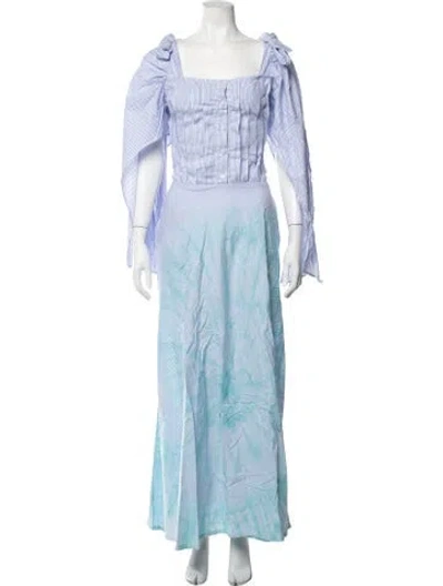 Pre-owned Busayo Striped Long Dress W/ Tags In Blue