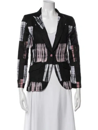 Pre-owned Busayo Tie-dye Print Blazer In Black