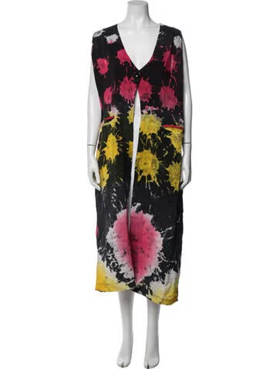 Pre-owned Busayo Tie-dye Print Coat In Black