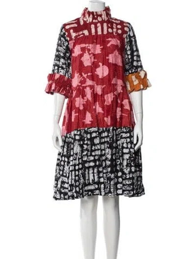 Pre-owned Busayo Tie-dye Print Knee-length Dress In Red