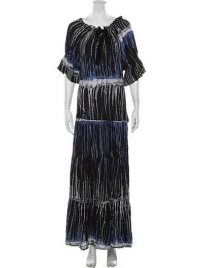 Pre-owned Busayo Tie-dye Print Long Dress In Black