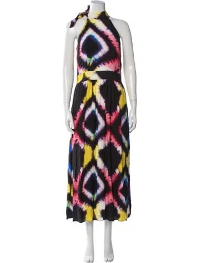Pre-owned Busayo Tie-dye Print Long Dress In Black