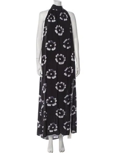 Pre-owned Busayo Tie-dye Print Long Dress In Black