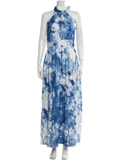 Pre-owned Busayo Tie-dye Print Long Dress In Blue