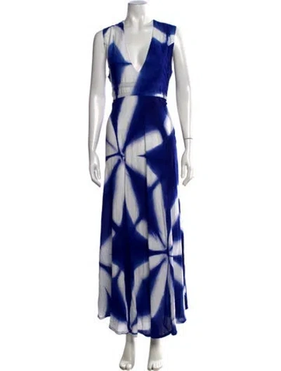 Pre-owned Busayo Tie-dye Print Long Dress In Blue