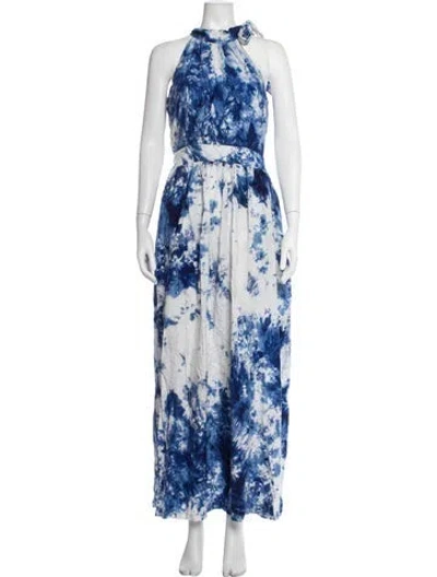 Pre-owned Busayo Tie-dye Print Long Dress In Blue