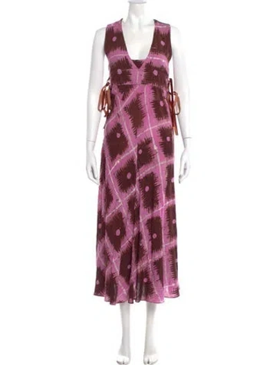 Pre-owned Busayo Tie-dye Print Long Dress In Pink