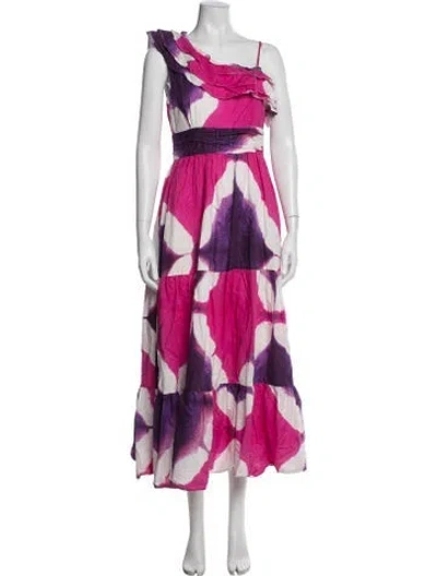 Pre-owned Busayo Tie-dye Print Long Dress In Pink