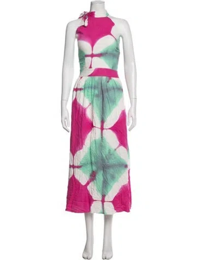 Pre-owned Busayo Tie-dye Print Long Dress In Pink