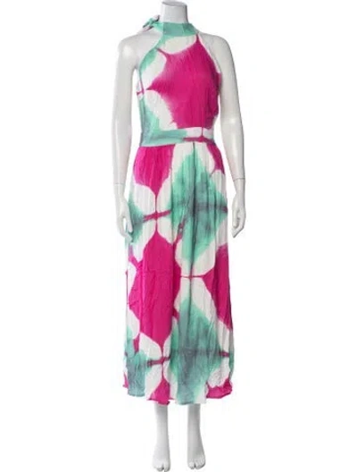 Pre-owned Busayo Tie-dye Print Long Dress In Pink