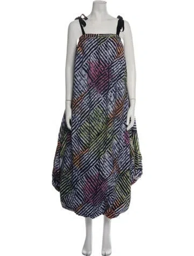 Pre-owned Busayo Tie-dye Print Long Dress In Purple