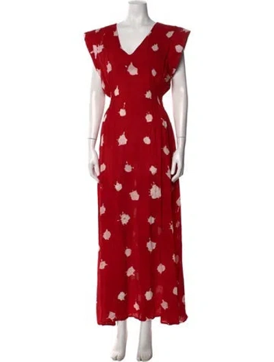Pre-owned Busayo Tie-dye Print Long Dress In Red