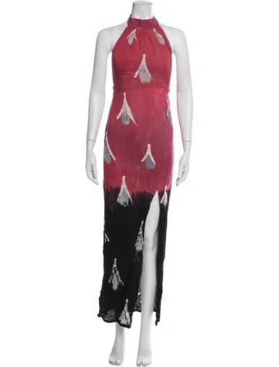 Pre-owned Busayo Tie-dye Print Long Dress W/ Tags In Red
