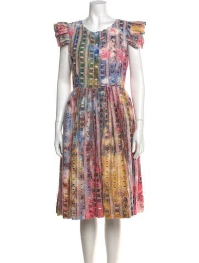 Pre-owned Busayo Tie-dye Print Midi Length Dress In Pink