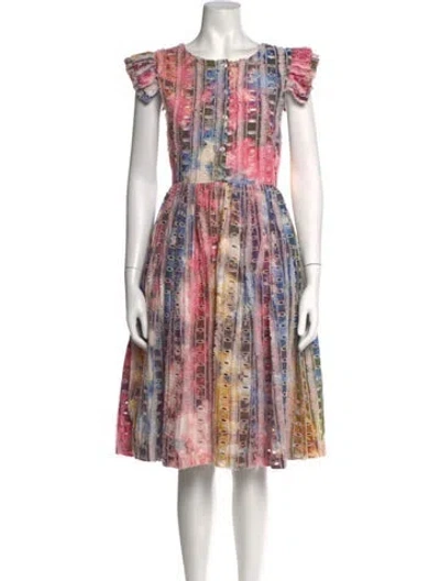 Pre-owned Busayo Tie-dye Print Midi Length Dress In Pink