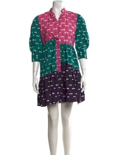 Pre-owned Busayo Tie-dye Print Mini Dress In Green
