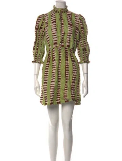 Pre-owned Busayo Tie-dye Print Mini Dress In Green