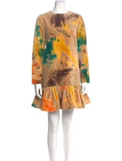 Pre-owned Busayo Tie-dye Print Mini Dress In Orange