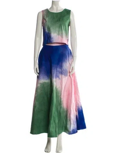 Pre-owned Busayo Tie-dye Print Skirt Set In Green