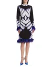 Busayo Women's Ishola Hand-dyed Feather-trim Dress In Navy