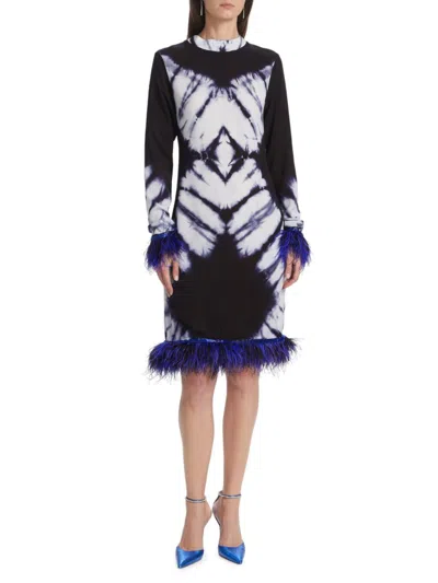 Busayo Women's Ishola Hand-dyed Feather-trim Dress In Navy