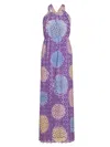Busayo Women's Oye Eyelet Cotton Maxi Dress In Purple Multi