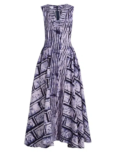 Busayo Women's Shade Ikat-inspired Cotton Maxi Dress In Blue