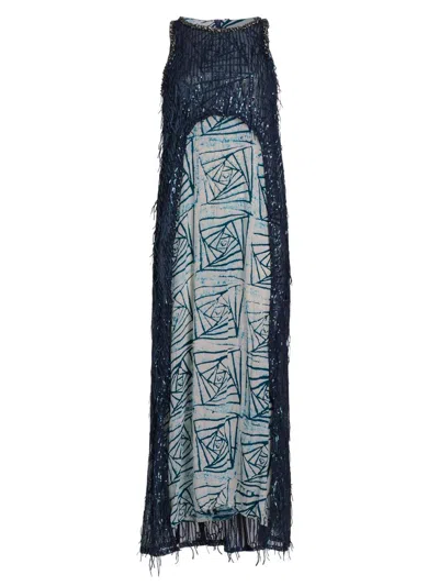 Busayo Women's The Summon Mikun Embellished Abstract A-line Maxi Dress In Blue