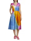 Busayo Women's Wura Chambray Watercolor A-line Dress In Orange Multi