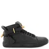 BUSCEMI BUSCEMI BLACK HIGH-TOP 100 ALCE BELTED LEATHER SNEAKERS