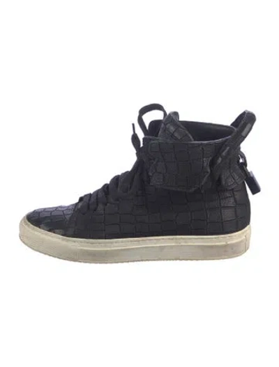 Pre-owned Buscemi Leather Animal Print Sneakers In Blue