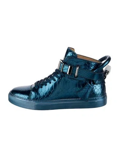 Pre-owned Buscemi Leather Animal Print Sneakers W/ Tags In Blue