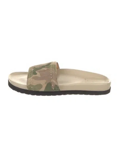 Pre-owned Buscemi Leather Camouflage Print Slides In Neutral