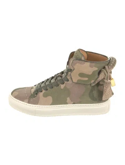 Pre-owned Buscemi Leather Camouflage Print Sneakers In Green