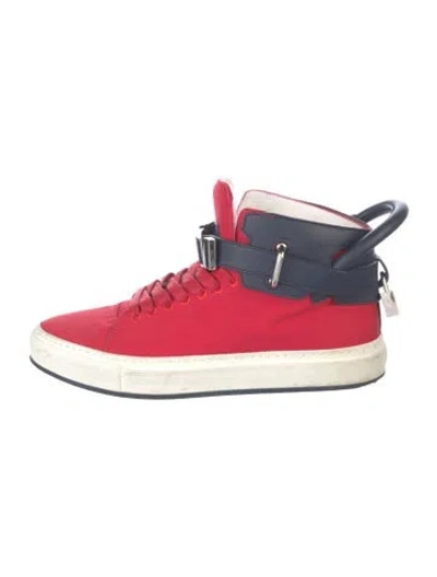 Pre-owned Buscemi Leather Colorblock Pattern Sneakers In Red